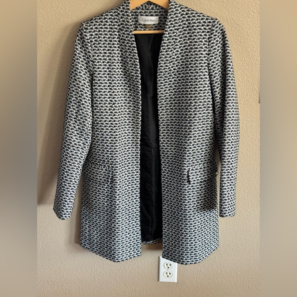Calvin Klein Black and White Patterned Blazer
